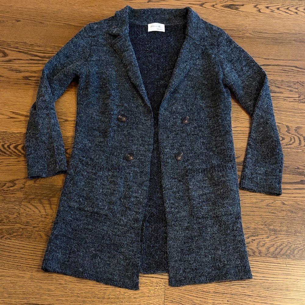 Active USA Women's Charcoal Double-Breasted Cardigan